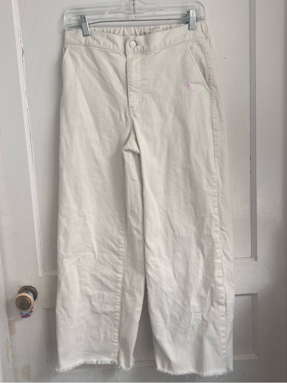 Oak + Fort wide leg elastic band white jeans Size M